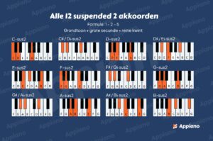 Alle 12 suspended 2 akkoorden overzicht - (fysieke poster)